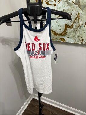 MLB Red Sox White Tank with Navy Trim